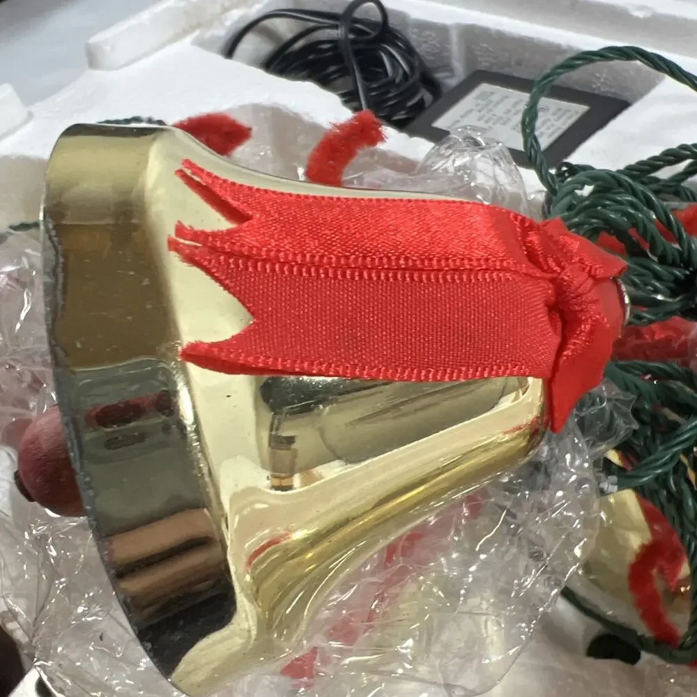 Vintage Caroling Musical Christmas Bells 9 Brass 1989 in Styrofoam